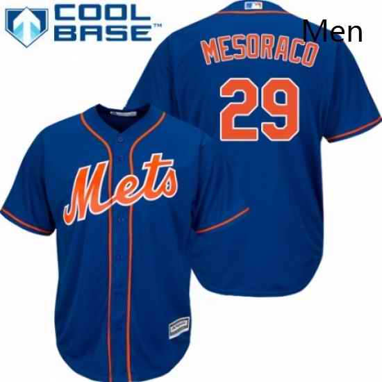 Mens Majestic New York Mets 29 Devin Mesoraco Replica Royal Blue Alternate Home Cool Base MLB Jersey